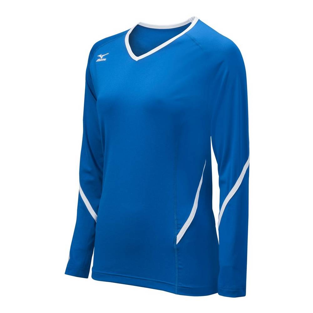 Mizuno Techno Generation Long Sleeve Női Mezek Királykék/Fehér QYK602815